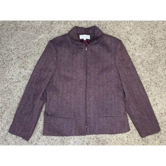 SANDRO Womens Jacket Blazer Cardigan Brown Wool Full Zip Long Sleeve Collared 12 - Picture 1 of 9
